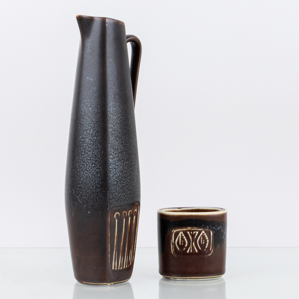 GUNNAR NYLUND, kanna samt vas, stengods, Rörstrand, monogramsignerade