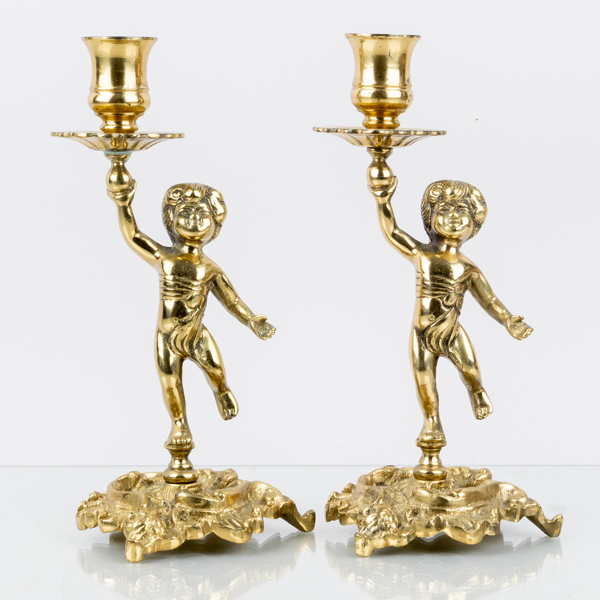 LJUSSTAKAR, 1 par, mässing, 1900-tal