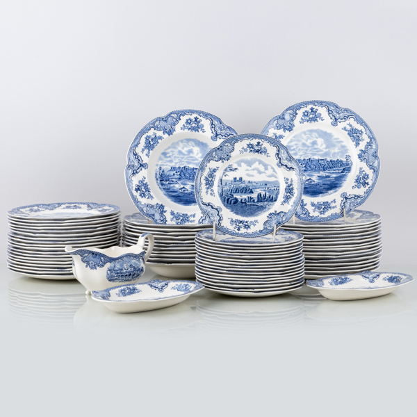 MATSERVIS, 66 del, flintgods, "Old Britain castles", Johnson Bros, England, 1900-talets första hälft