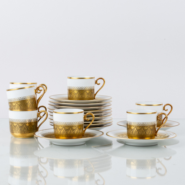 MOCKA-/ESPRESSOKOPPAR MED FAT, 12 st, porslin, Bavaria, Tyskland, 1900-talets mitt