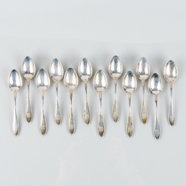 KAFFESKEDAR, 12 st, silver, stämplar GFH 1920