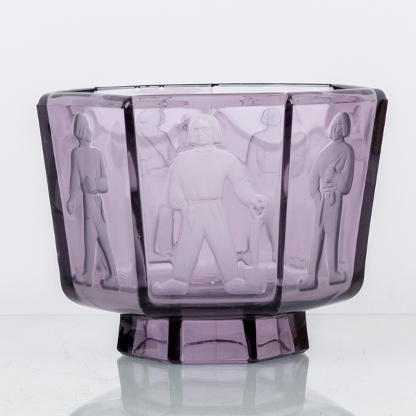 ANTTI SALMENLINNA, skål, glas, "Sju bröder", Riihimäen Lasi, Finland, 1930-/40-tal