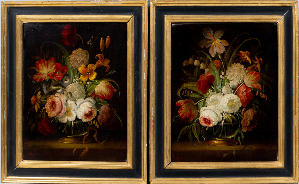 OIDENTIFIERAD KONSTNÄR, 1 par, olja på duk, signerad