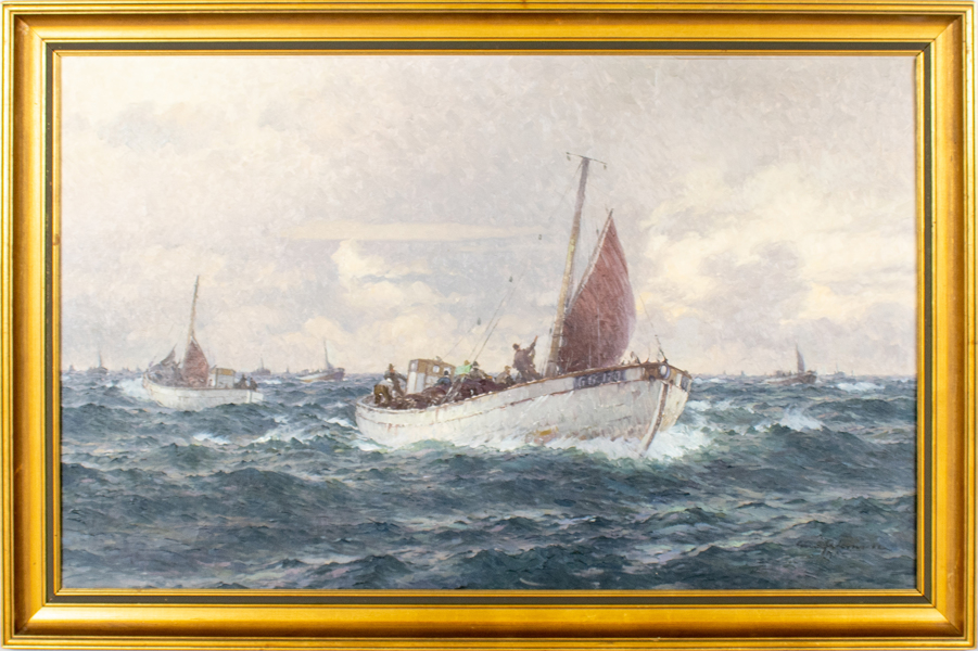 OIDENTIFIERAD KONSTNÄR, 1900-tal, fiskebåtar till havs, oljemålning_718a_8d9e6f28dd7eb0c_lg.jpeg