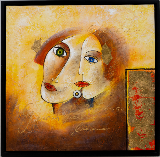 OKÄND KONSTNÄR, blandteknik på duk, osignerad