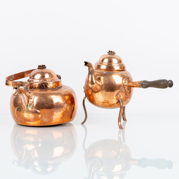 KAFFEKOKARE OCH KAFFEKANNA, koppar, 1800-tal