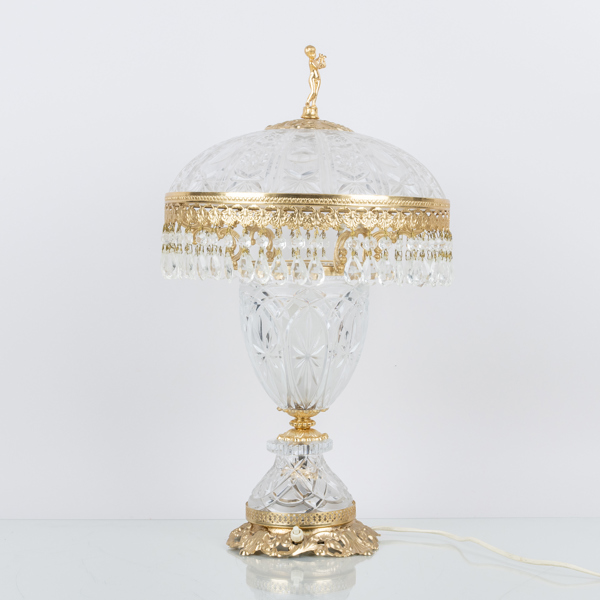 BORDSLAMPA, mässing och glas, 1900-tal