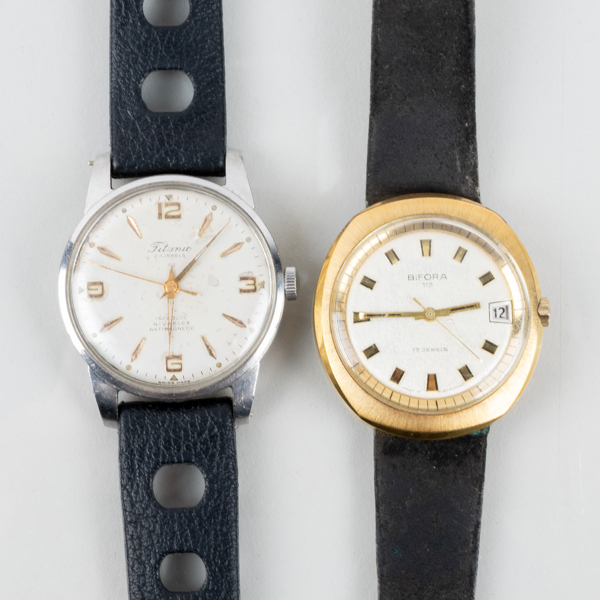 ARMBANDSUR, 2 st, stål och guld på stål, Bifora 115 och Titanic