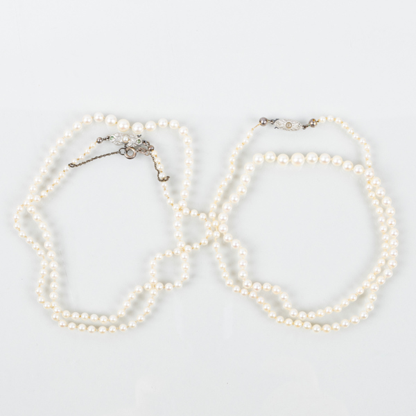 COLLIER, 2 st, odlade pärlor, 1900-talets första hälft