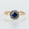 RING, 18k guld, med bla diamanter, 1962