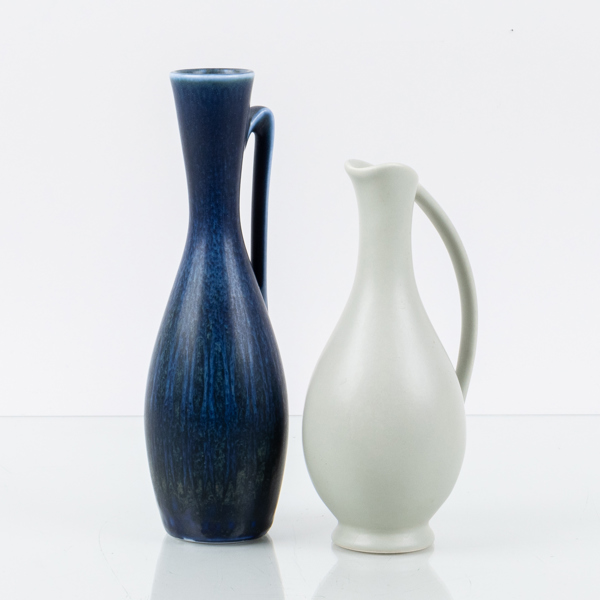 HÄNKELVASER, 2 st, stengods, Gunnar Nylund, Rörstrand och Søholm, Danmark