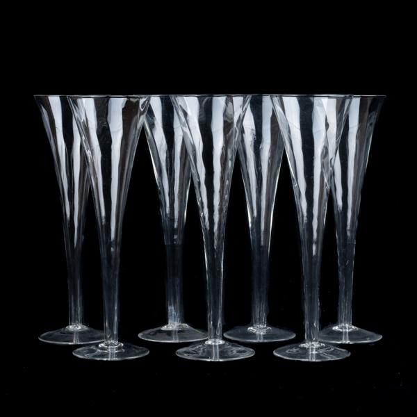 GUNNAR CYRÉN, 7 st champagnestrutar, "Helena", Orrefors, 1900-talets andra hälft