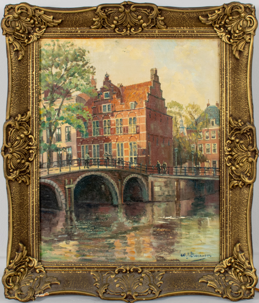 OIDENTIFIERAD KONSTNÄR, 1900-tal, stadsvy över Amsterdam, oljemålning_72a_8d9c073e27ff17c_lg.jpeg