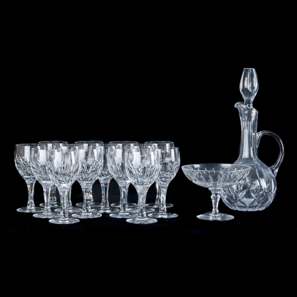 VINGLAS, 14 st, KARFF SAMT SKÅL PÅ FOT, 1900-talets andra hälft