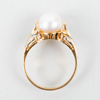 RING, 18k tvåfärgat guld, med pärla och diamanter