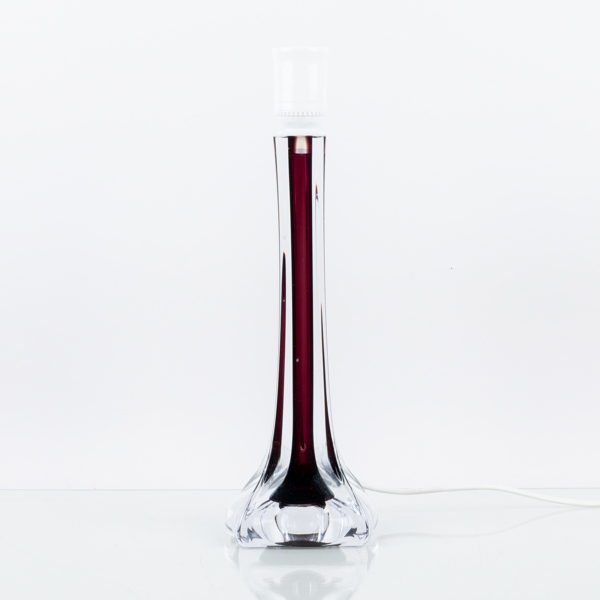 BORDSLAMPSFOT, glas, Flygsfors, 1900-talets mitt, signerad 