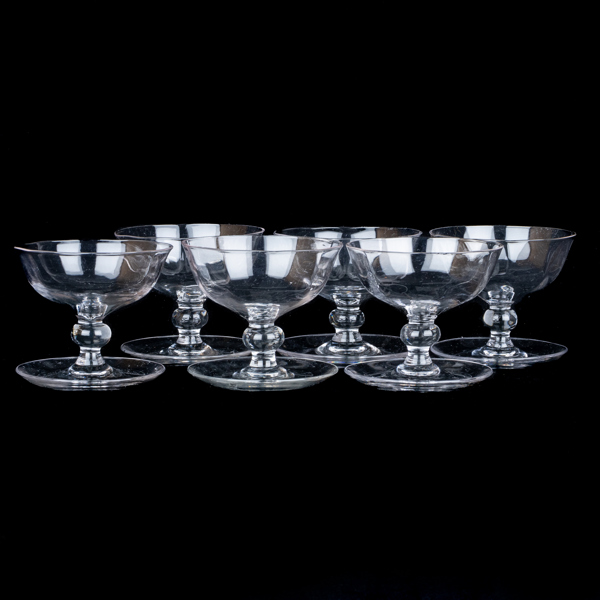 DESSERTSKÅLAR, 6 st, glas, 1900-tal