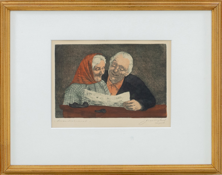 JEAN SKOGLUND (1908-1948), färgetsning, signerad