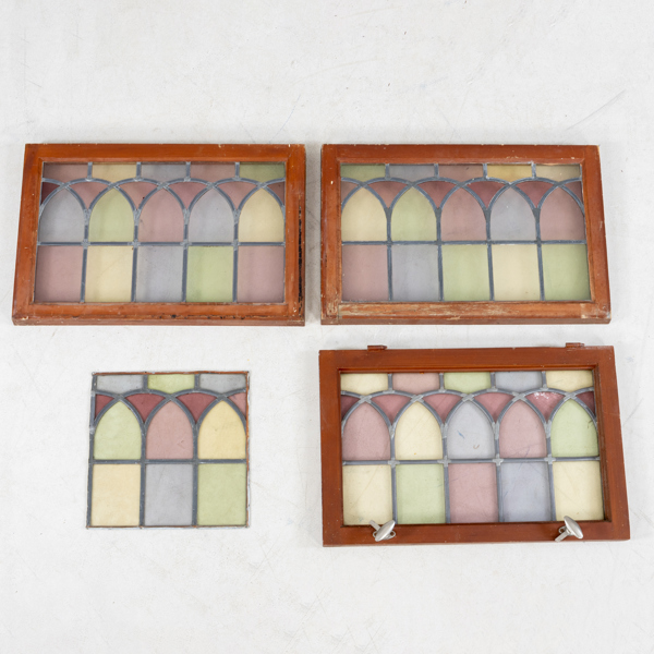 FÖNSTER, 3 st, med blyglas, tidigt 1900-tal