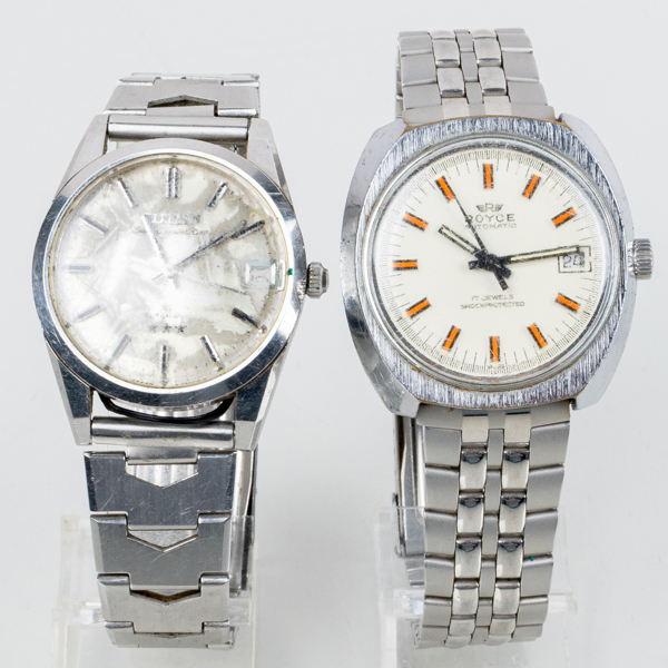 HERRARMBANDSUR, 2 st, Citizen och Royce, stål, 1900-talets andra hälft