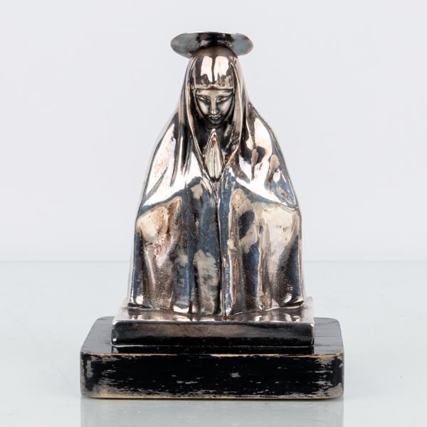 OIDENTIFIERAD KONSTNÄR, skulptur, försilvrad metall, märkt Fabrique Italie samt otydligt signerad