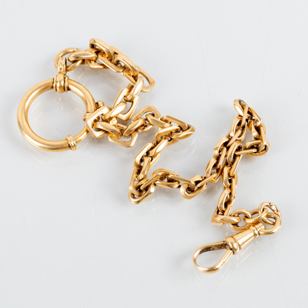 KLOCKKEDJA, 18k guld, 1800-/1900-tal