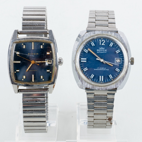 ARMBANDSUR, 2 st, stål, Eiger och Royce, 1900-talets andra hälft