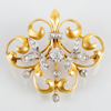 BROSCH, 23k guld, 1800-/1900-tal, med gammalslipade och rosenslipade diamanter