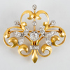 BROSCH, 23k guld, 1800-/1900-tal, med gammalslipade och rosenslipade diamanter