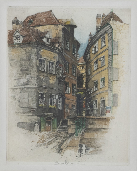 ROBERT KASIMIR (Österrike 1914-2002), färgetsning, signerad