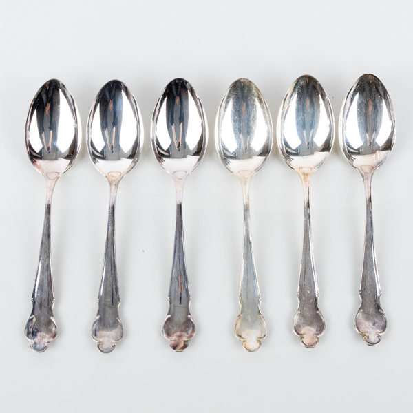 KAFFESKEDAR, 6 st, silver, "Haga", Skandia, 1939