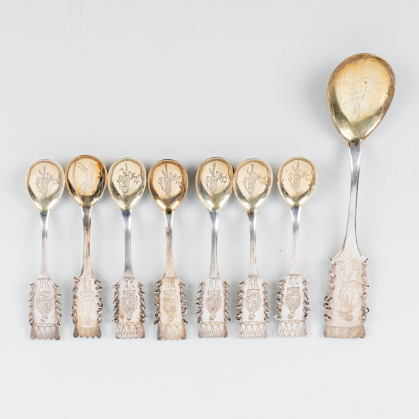 SKED SAMT KAFFESKEDAR, 6 st, silver, 1950