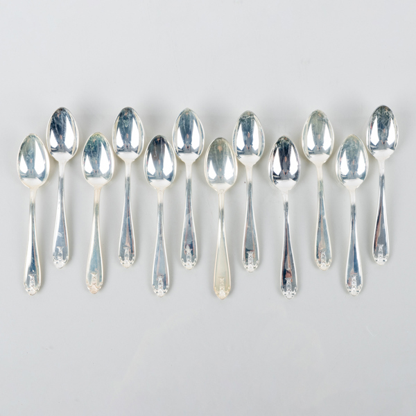 KAFFESKEDAR, 12 st, silver, modell Vasa, GAB, Stockholm 1968