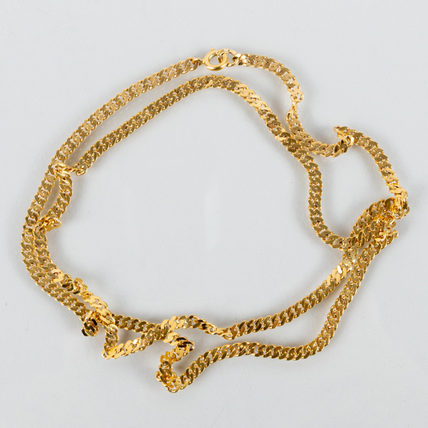HALSKEDJA, 18k guld, otydliga svenska stämplar 