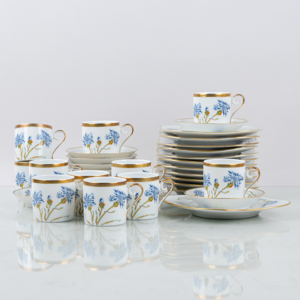 MOCKASERVIS, 23 del, porslin, "Centaulea", Hackefors, 1900-talets mitt