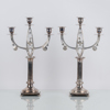 LJUSSTAKAR/KANDELABRAR, 1 par, nysilver, bla CG Hallberg, 1900-tal