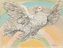  PABLO PICASSO (1881-1973), "Colombe volant (À l'arc-en-ciel)", färglitografi