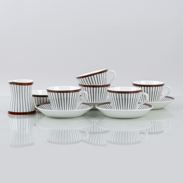STIG LINDBERG, 7 del, kaffeservis, porslin, "Spisa Ribb", Gustavsberg