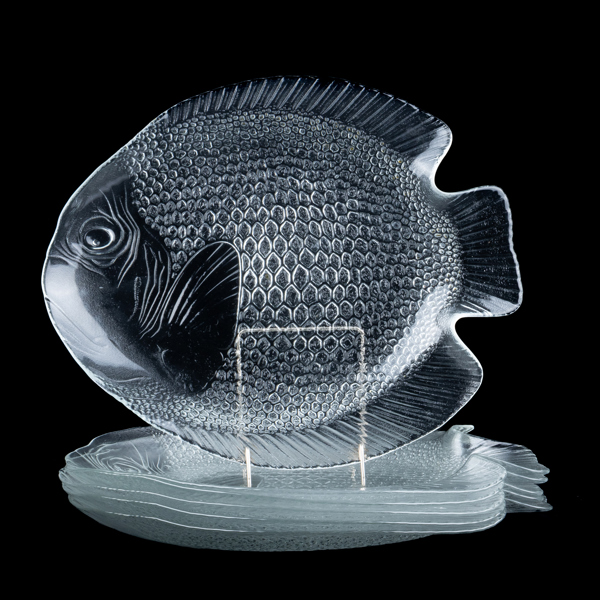 FISKFAT, 6 st, glas, Arcoroc, Frankrike, 1900-talets andra hälft