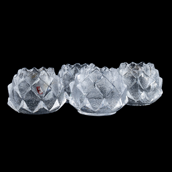 BERIT JOHANSSON, 4 st, ljuslyktor, glas, "Artichoke", Orrefors