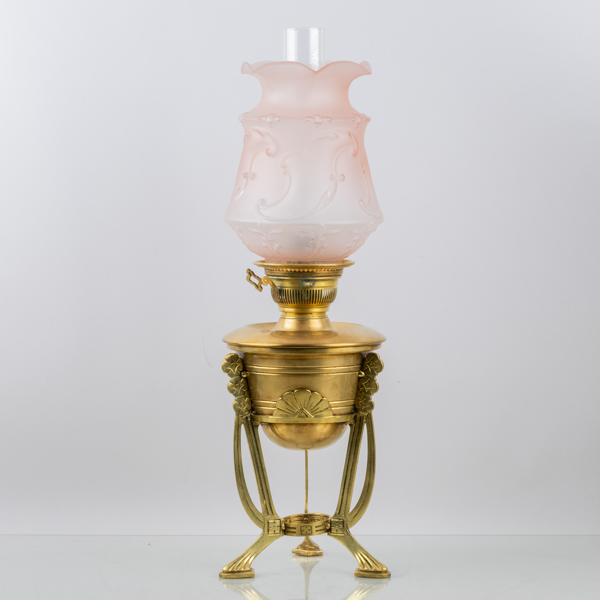 BORDSFOTOGENLAMPA, mässing och glas, jugend, tidigt 1900-tal