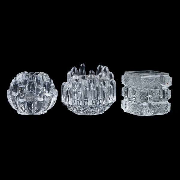 LJUSLYKTOR, 3 st, glas, bla Göran Wärff "Polar", Bengt Edenfalk "Igloo"