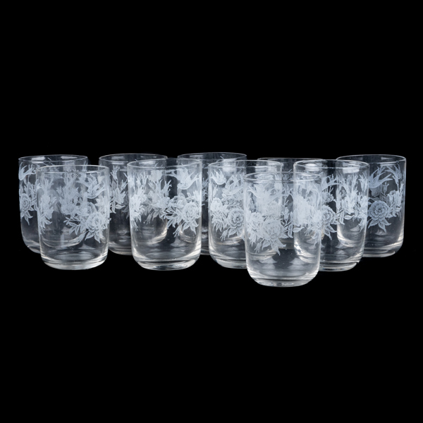 SELTERGLAS, 10 st, glas, "Svalan och Rosen", 1900-talets första hälft