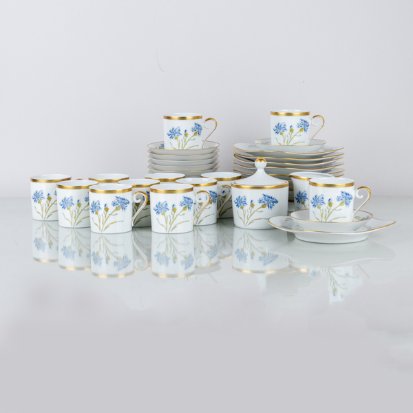 KAFFESERVIS, 25 del, porslin, "Centaulea", Hackefors