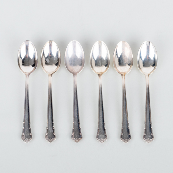 KAFFESKEDAR, 6 st, silver, GAB, 1949