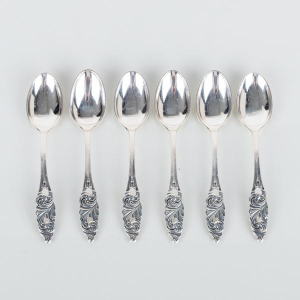 KAFFESKEDAR, 6 st, silver, Norge, 1900-tal