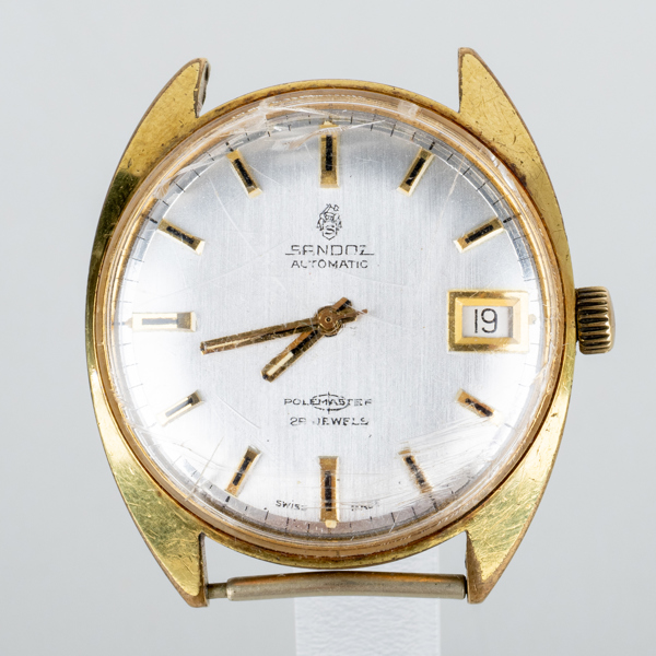 ARMBANDSUR, herr, Sandoz, gulddoublé, automatiskt urverk