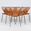ARNE JACOBSEN, 6 st stolar, "Sjuan", för Fritz Hansen, tillverkade 2016