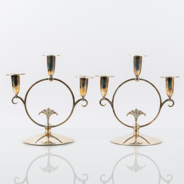 KANDELABRAR, 1 par, nysilver, CG Hallberg, 1900-talets första hälft 