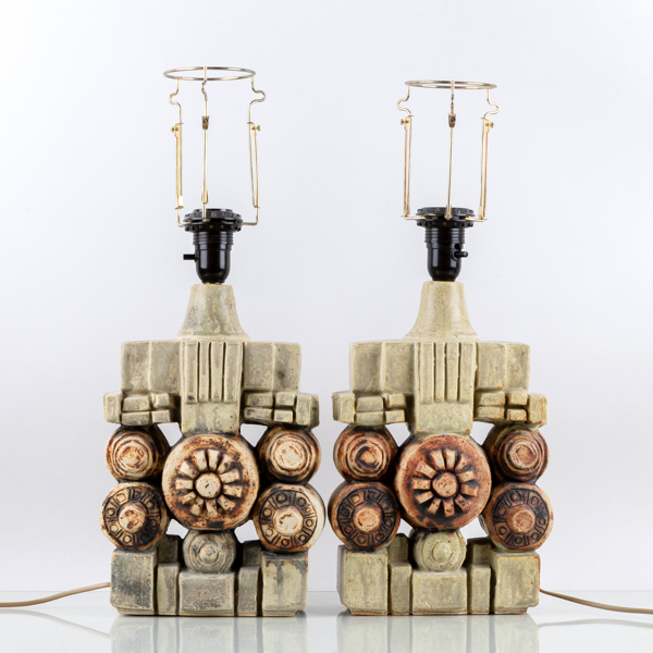 BERNARD ROOKE, 1 par bordslampor, stengods, England, 1960-/70-tal